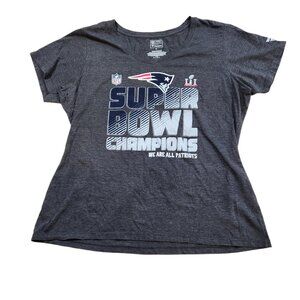 NFL Fanatics Pro Line Patriots Super Bowl‎ LII Champions T-Shirt Gray Womens XL